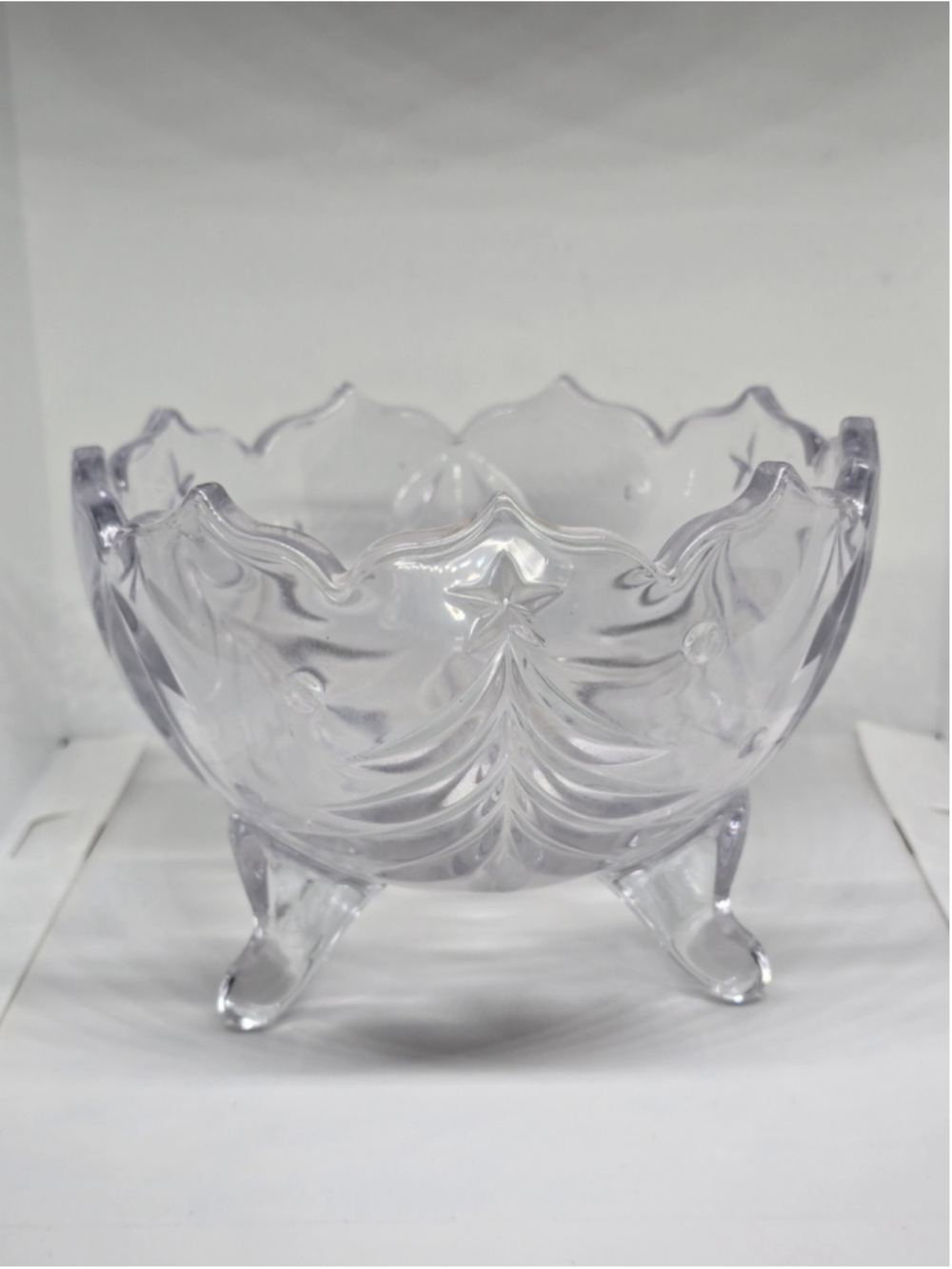 Mikasa Candy Bowl, Roind,Christmas Tree Design On Bowl, 6 Inch, Footed